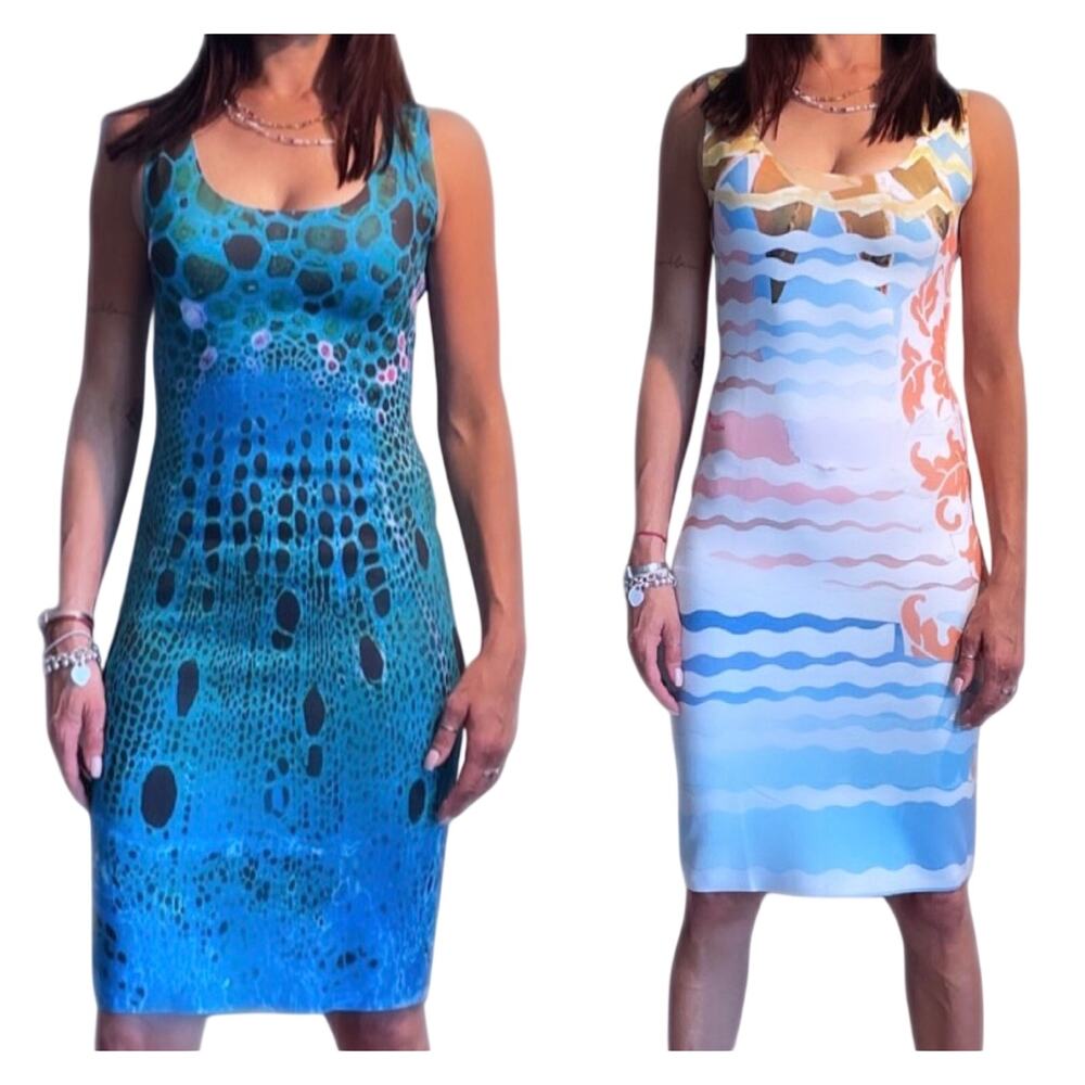 Animapop Reversible Dress Womens Medium A-Line Sleeveless Artsy Scuba Knit Italy